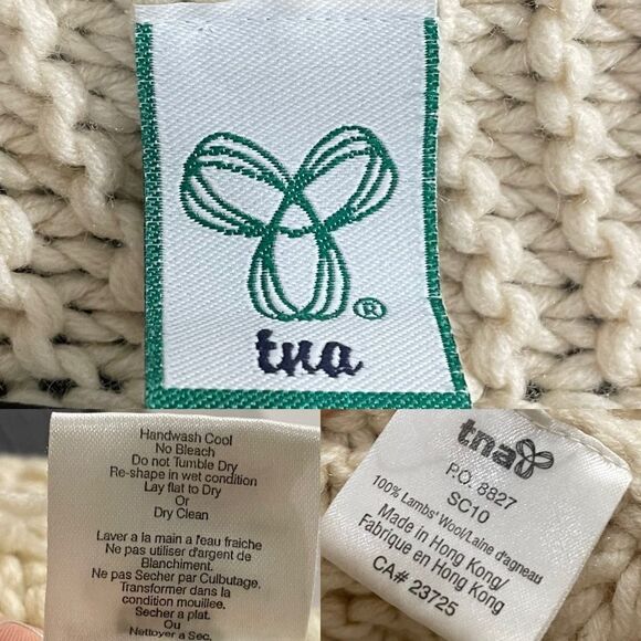 (SOLD) ARITZIA Tna Wool Chunky Knit Poncho Shawl Cream One Size - Picture 8 of 8